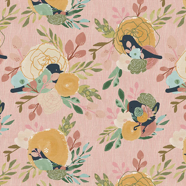 Blossom Song Bird Pink Yardage