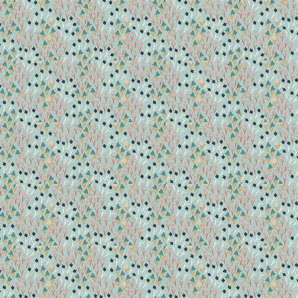 Blossom Flower Buds Aqua Yardage