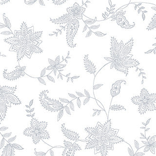 Quilter's Flour VI Flower White on White Fabric