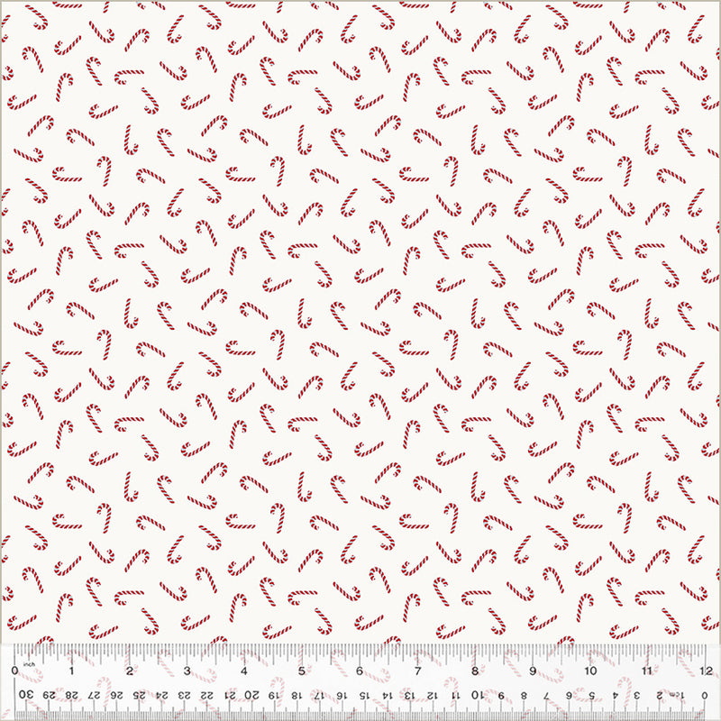 Holiday Twinkle Candy Canes Red Silver Metallic White Yardage