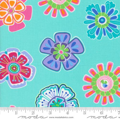 Fiesta Party Time Florals Aqua Yardage