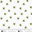 Sunny Honey Buzzy Bees A-1577-L White Fabric