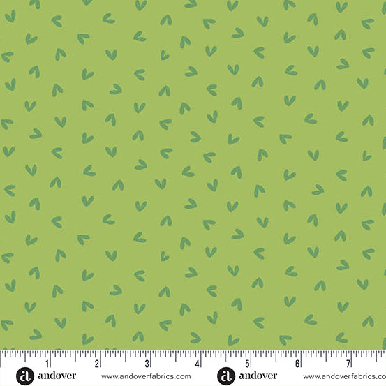 Sunny Honey Hearts Aflutter A-1578-G Green Fabric