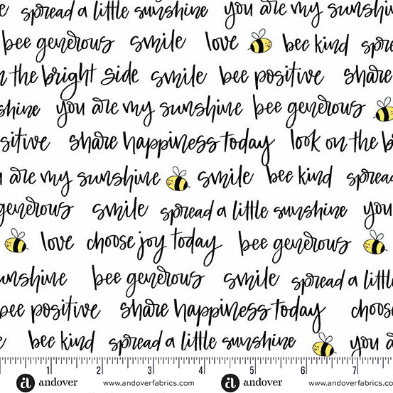 Sunny Honey Bee Positive A-1581-L White Fabric