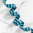 1" Bold Stripe web Peacock/Turq