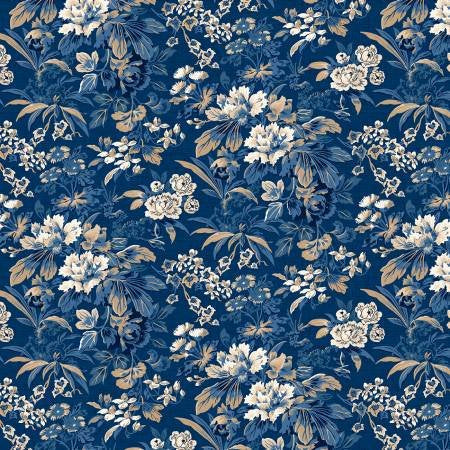 Radiance Dark Denim Medium Floral Yardage