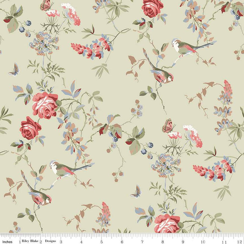 Anne of Green Gables Floral Sage Fabric