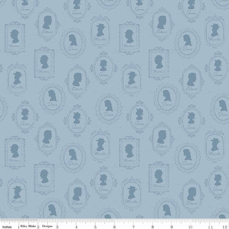 Anne of Green Gables Silhouettes Blue Fabric
