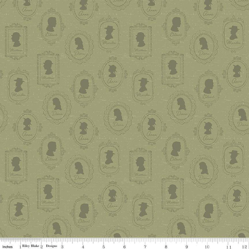 Anne of Green Gables Silhouettes Green Fabric