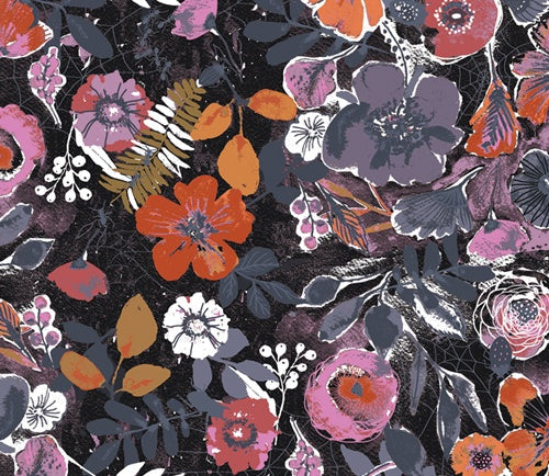 Eerie Night Bloom Black Yardage