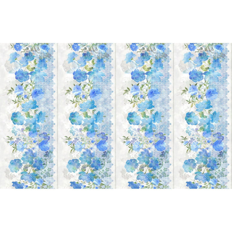 Ethereal Border Blue Yardage