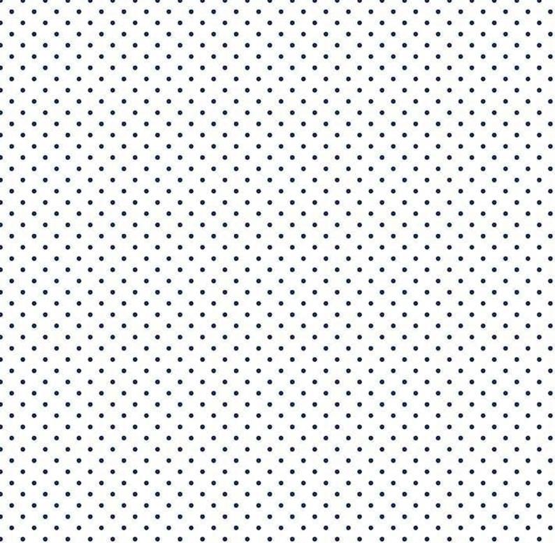 Swiss Dot Navy Dot on White Yardage