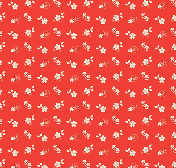 Feed My Soul Tossed Floral Red Yardage