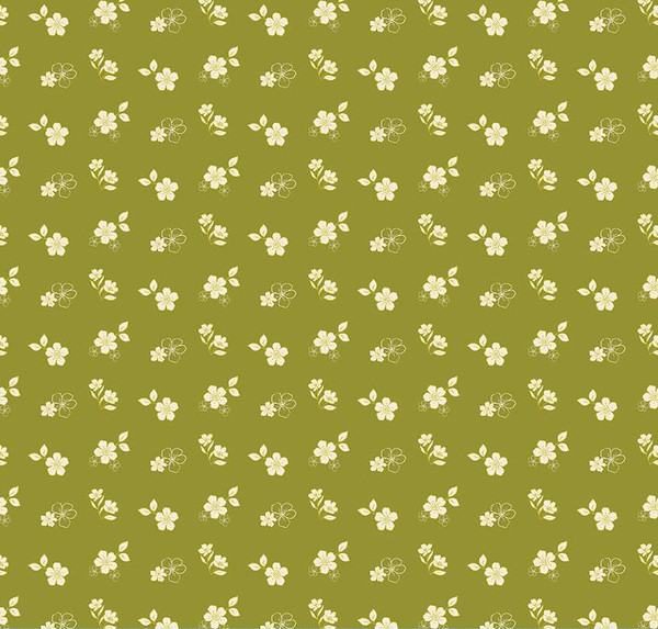 Feed My Soul Tossed Floral Olive Yardage