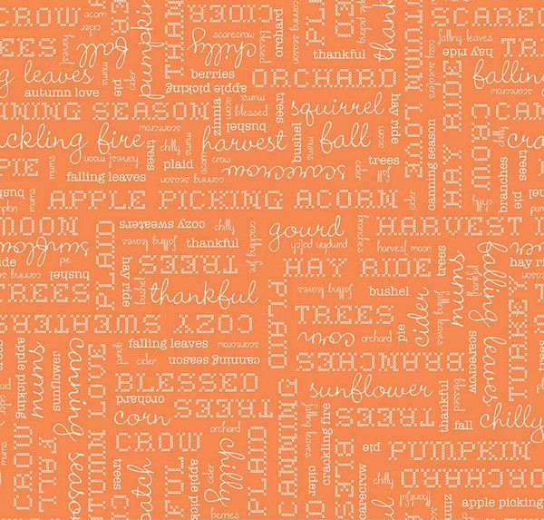 Autumn Words Pumpkin Yardage