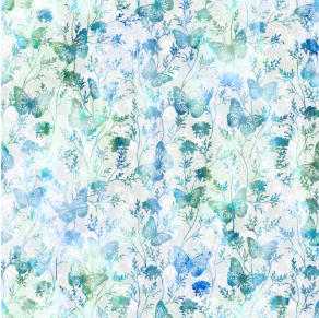 Ethereal Butterflies Blue Yardage