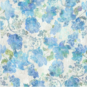 Ethereal Large Floral Blue Yardage