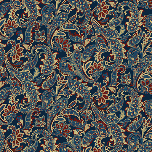 American Spirit Winter Paisley Blue Yardage