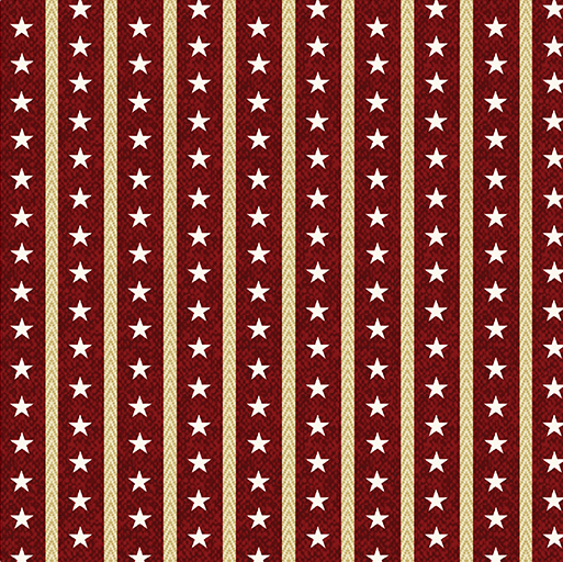 American Spirit Star Stripe Dark Red Yardage