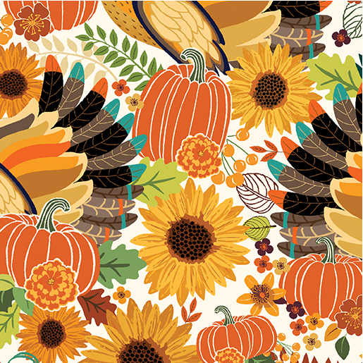 Gather Together Turkey Trot Cream Yardage