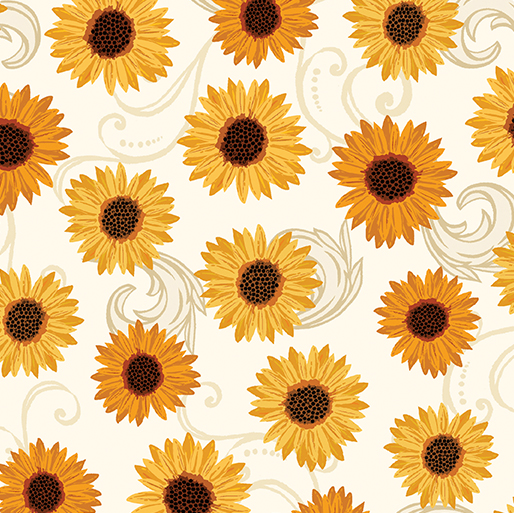 Gather Together Sunflower Dance Cream Yardage