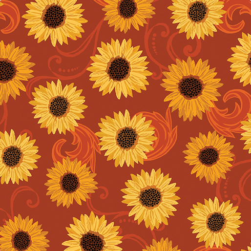 Gather Together Sunflower Dance Russet Yardage