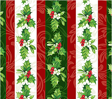 Yuletide Traditions Stripes White Multi Yardage