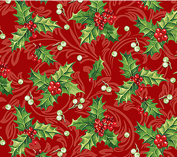 Yuletide Traditions Holly Red Multi Yardage