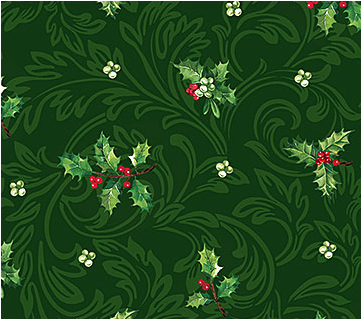 Yuletide Traditions Holly Mini Green Multi Yardage