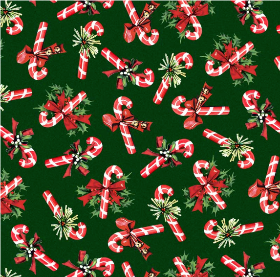 Merry Melody Candy Cane Dark Green Yardage