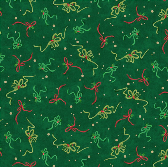 Merry Melody Ribbons Dark Green Yardage