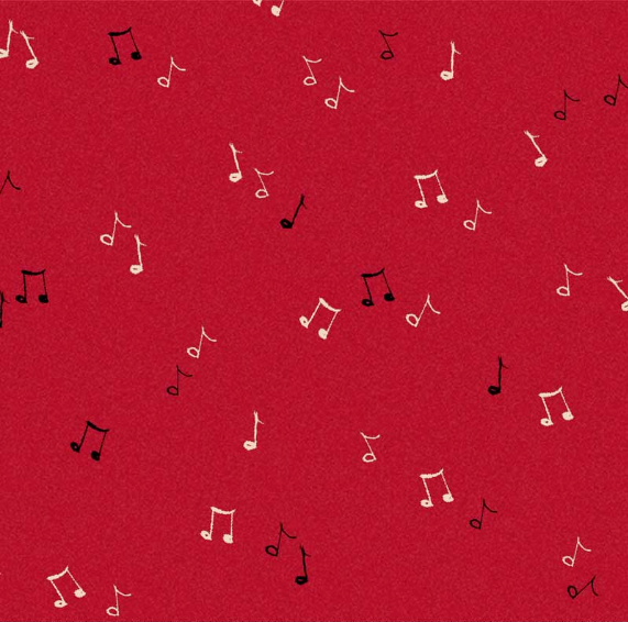 Merry Melody Music Notes Red Yardage