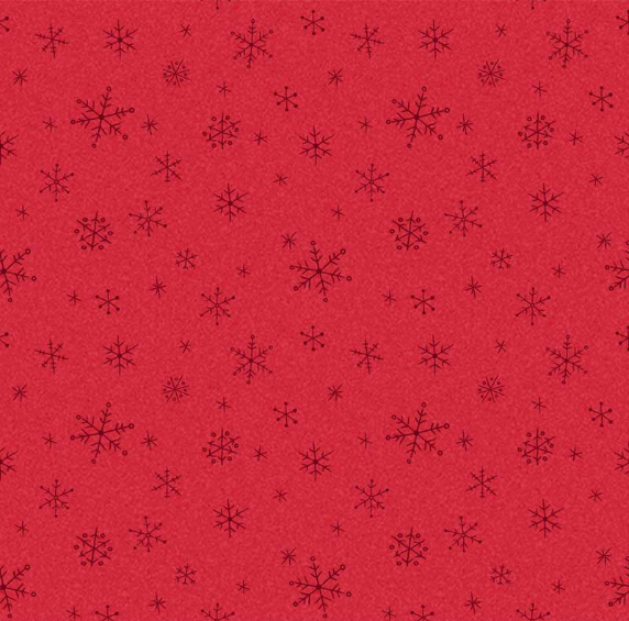 Merry Melody Snowflakes Red Yardage