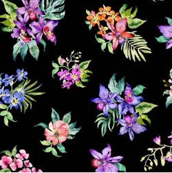 Paradise Found Bouquet Bounty Black Yardage