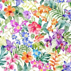 Paradise Found Beautiful Blooms White Yardage