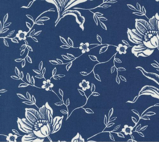 Denim & Daisies Woodcut Bloom Large Floral Denim Jeans Yardage