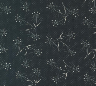 Blackbirds Nest Dandelions Florals Dots Black Yardage