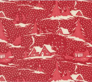 A Christmas Carol Winter Villages Landscape Crimson Yardage