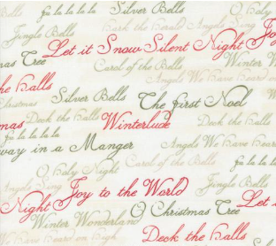 A Christmas Carol Christmas Carols Text and Words Snowflake Yardage