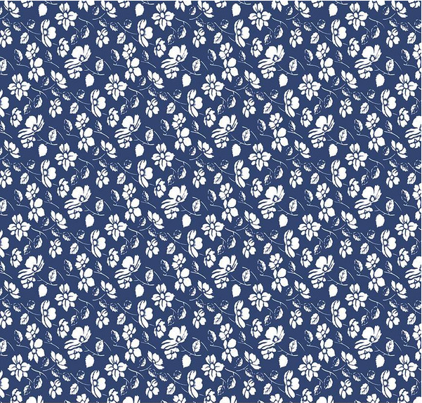 Always in Season Mono Floral Navy Yardage