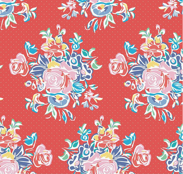 Always in Season Large Floral Red Yardage