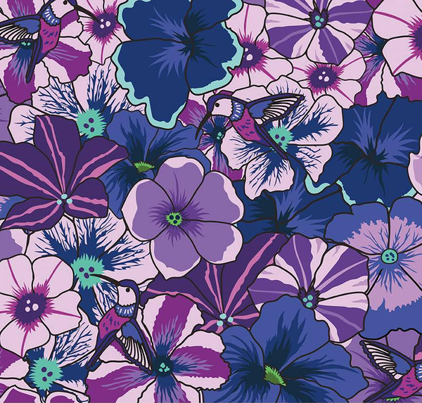 Botanic Blast Pansies Purple Yardage