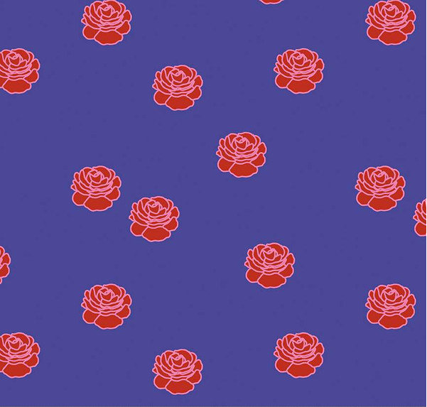 Botanic Blast Small Roses Purple Yardage