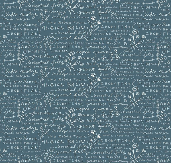 Albion Text Blue Yardage