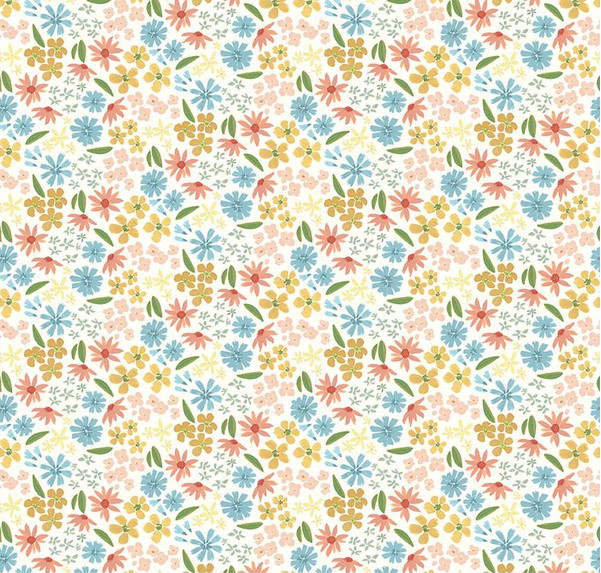 Albion Flowers Cream Yardage