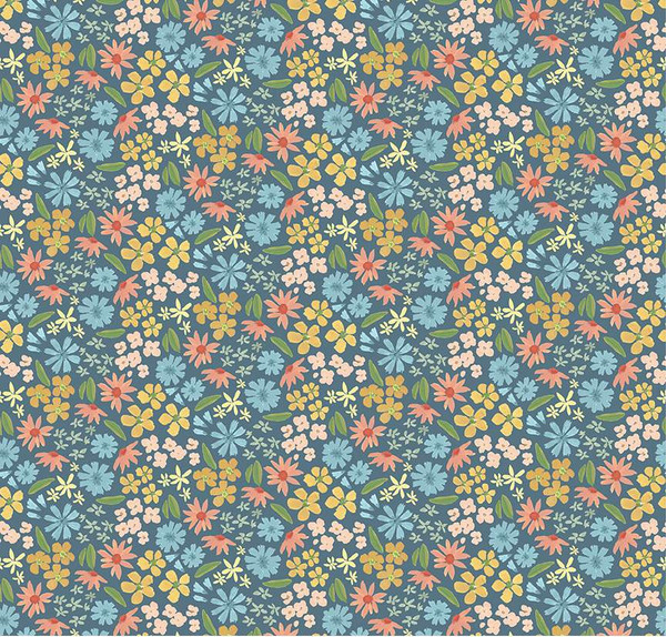 Albion Flowers Blue Yardage