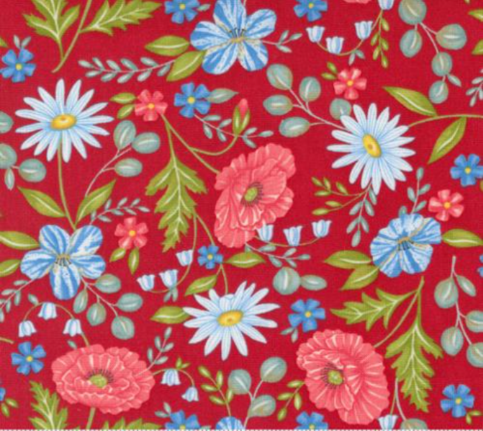 Red White and Bloom Patriotic Florals Patriotic Poppy Yardage