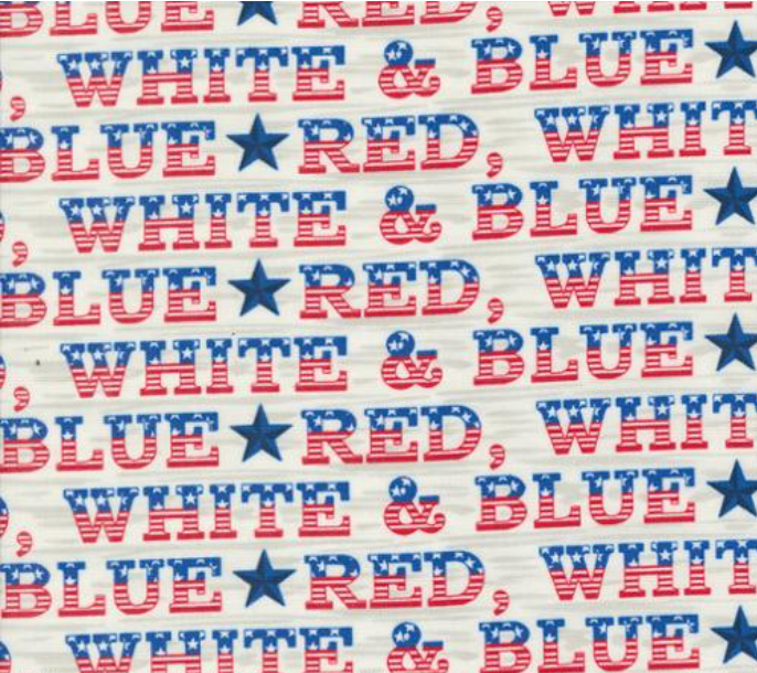 Red White and Bloom Text and Words Daisy White Yardage