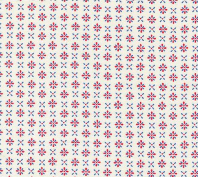 Red White and Bloom Firework Daisy White Yardage