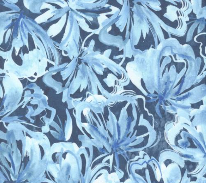 Sunshine and Blue Skies Flower Burst Indigo Yardage